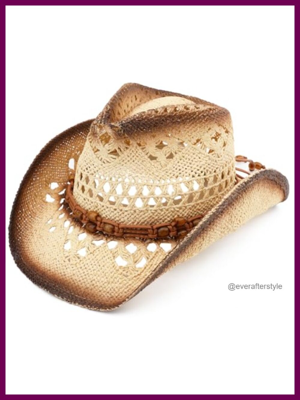 Straw Western Cowboy Hat Adjustable Breathable One Size